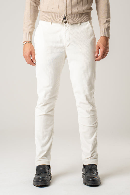Pantalone chino velluto 1000 righe panna