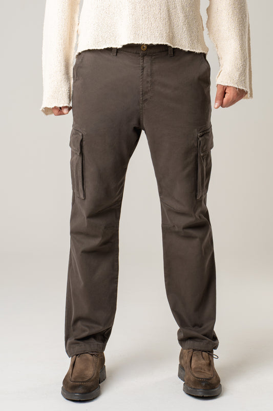 Pantalone cargo tascone in gabardina moro