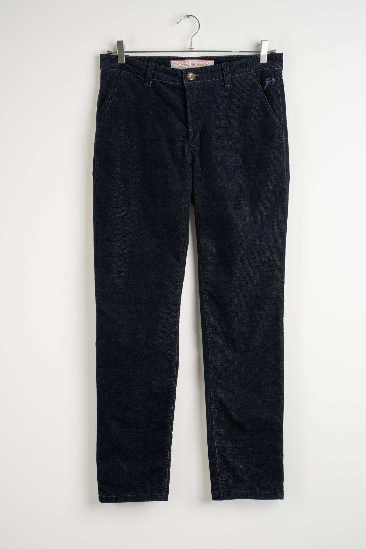 Pantalone chino in velluto armaturato effetto denim