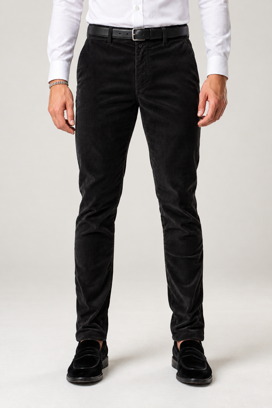 Pantalone chino velluto 1000 righe nero