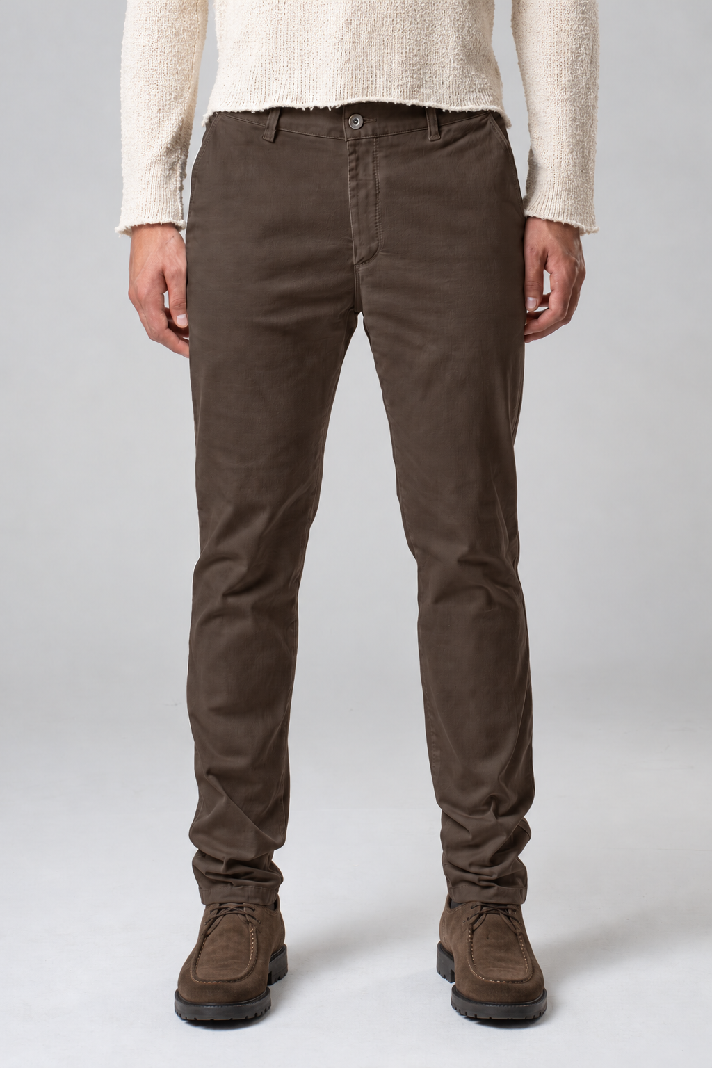 Pantalone chino in gabardina moro