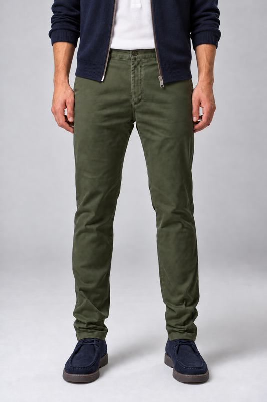 Pantalone chino in gabardina militare