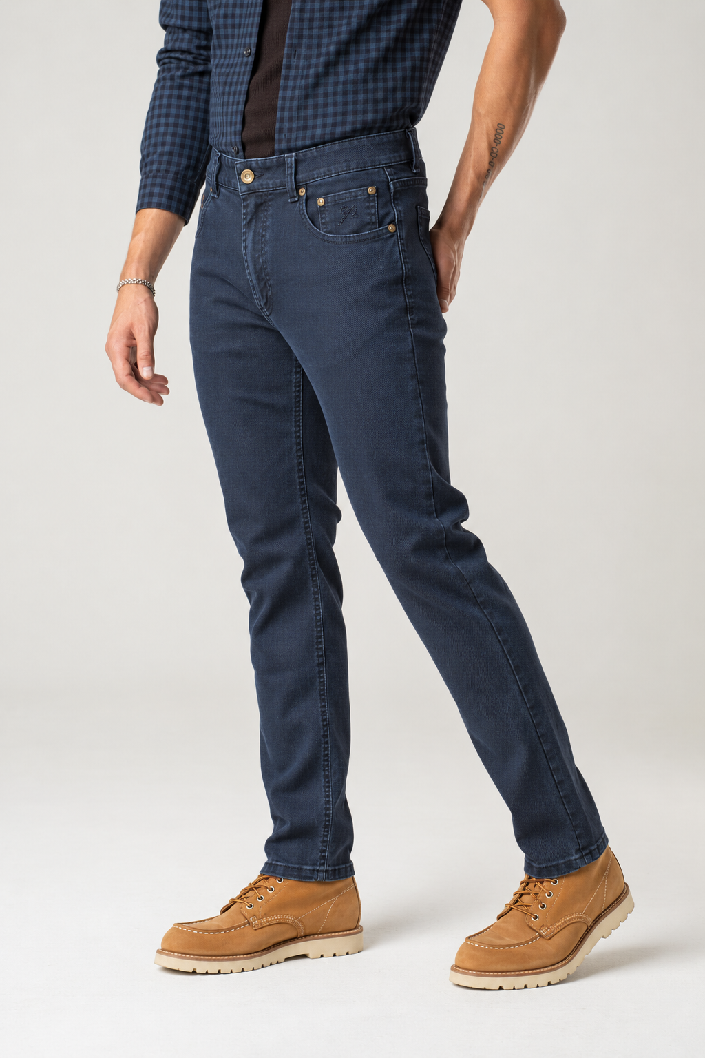Pantalone 5 tasche gabardine blu