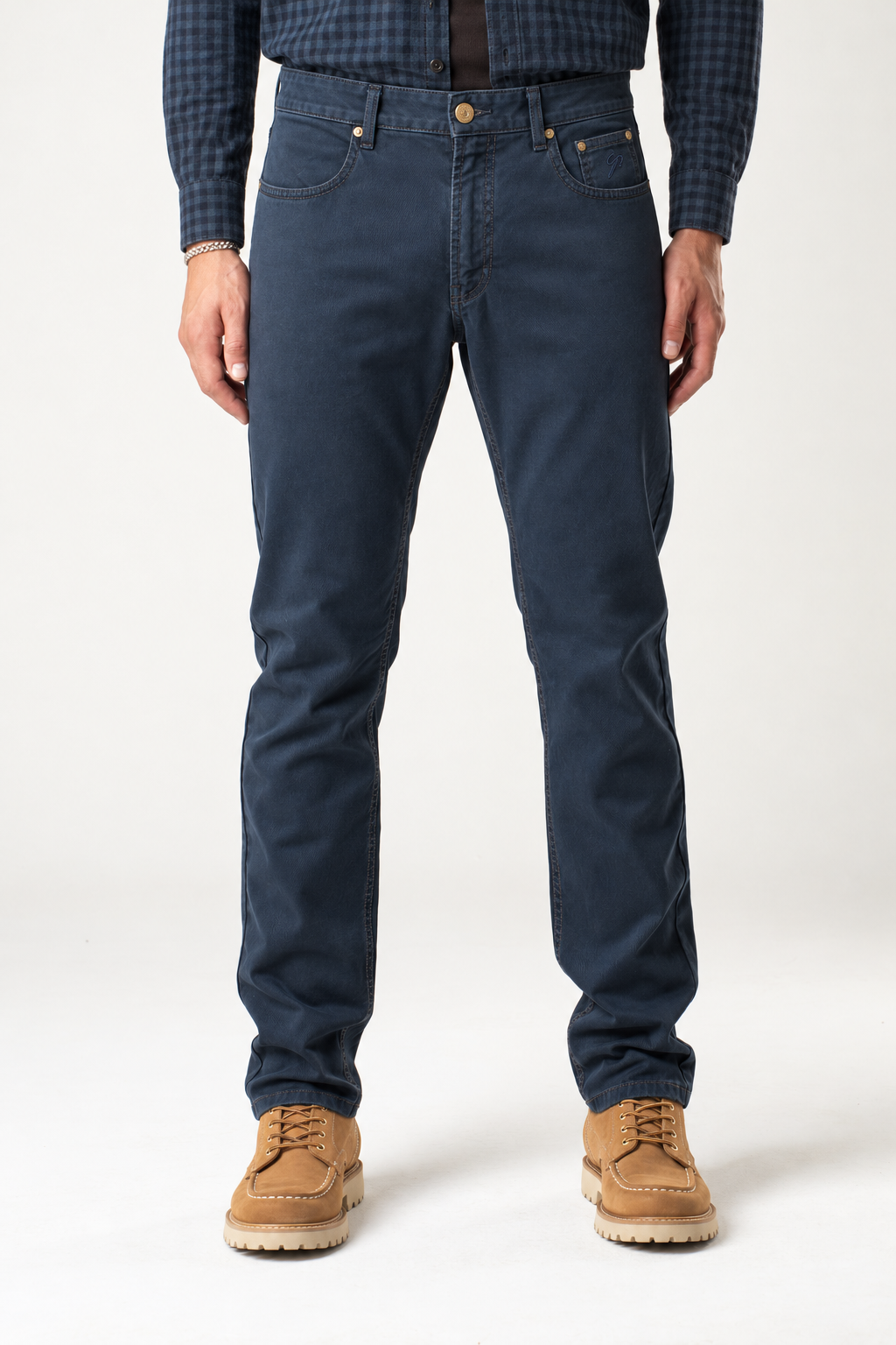 Pantalone 5 tasche gabardine blu