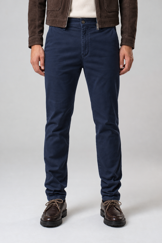 Pantalone chino in gabardina navy