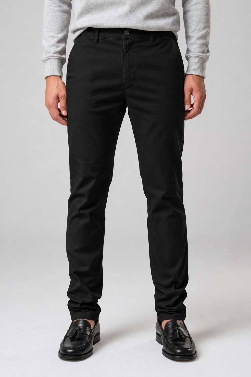Pantalone chino in gabardina nero