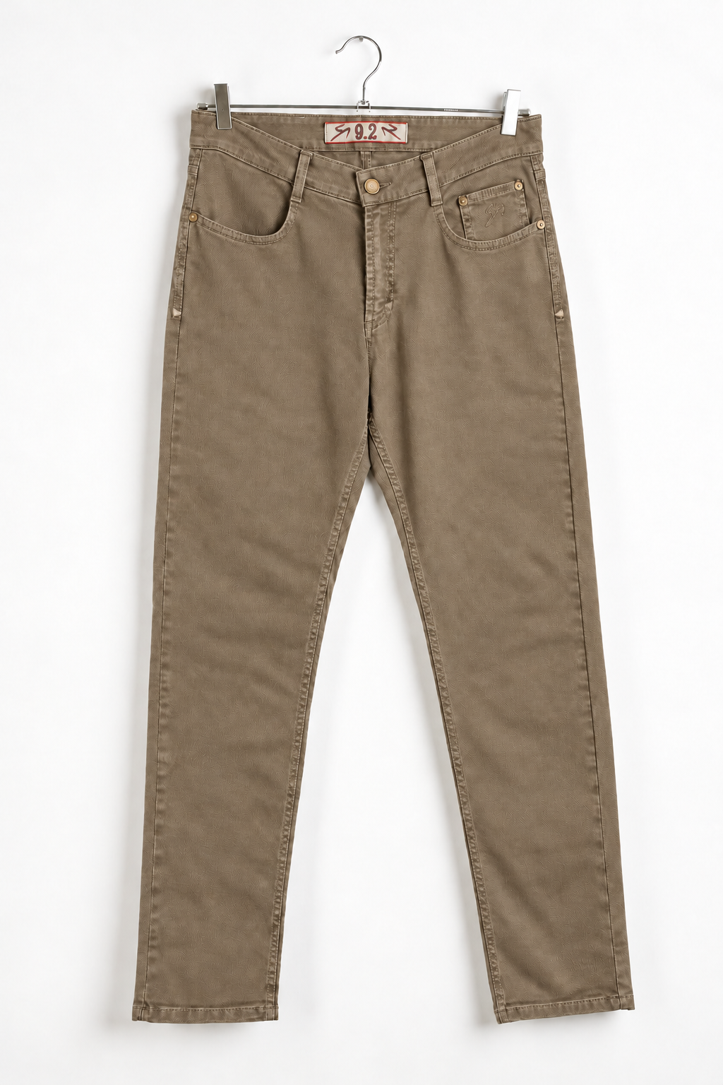 Pantalone 5 tasche gabardine fango