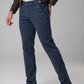 Pantalone chino in gabardina stampa micro indaco